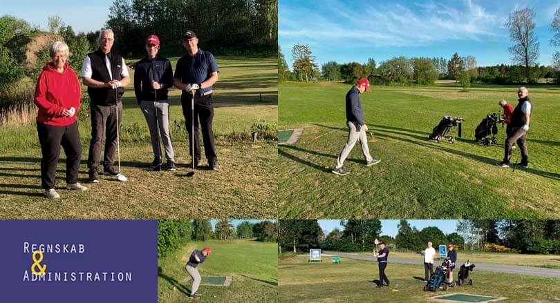 Kollegaer fra Regnskab og Administration på golftur